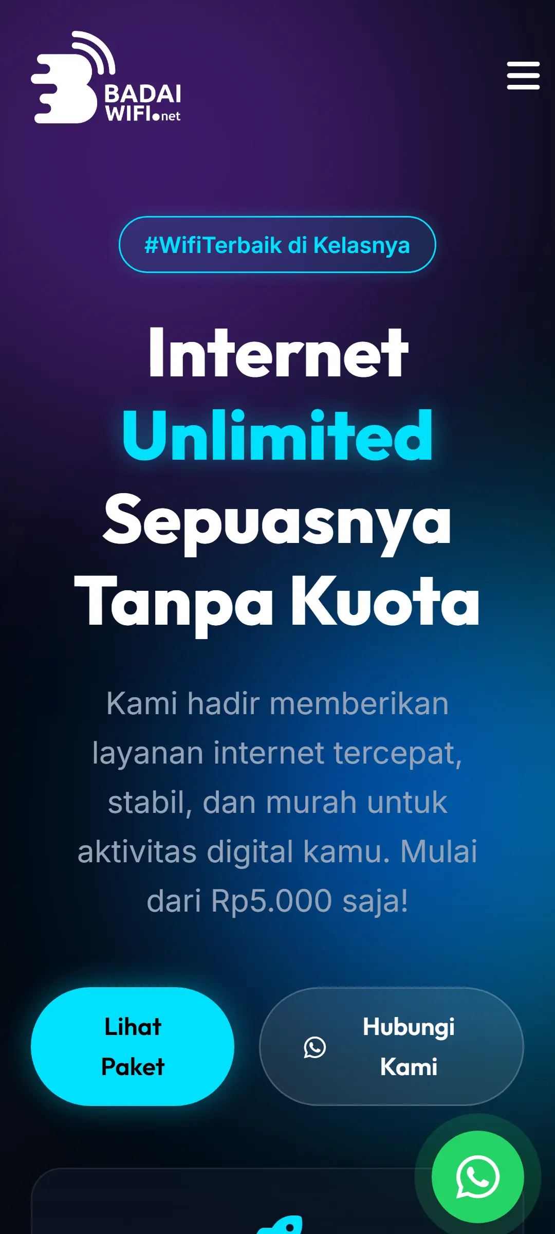 Tangkapan layar halaman Badai WiFi