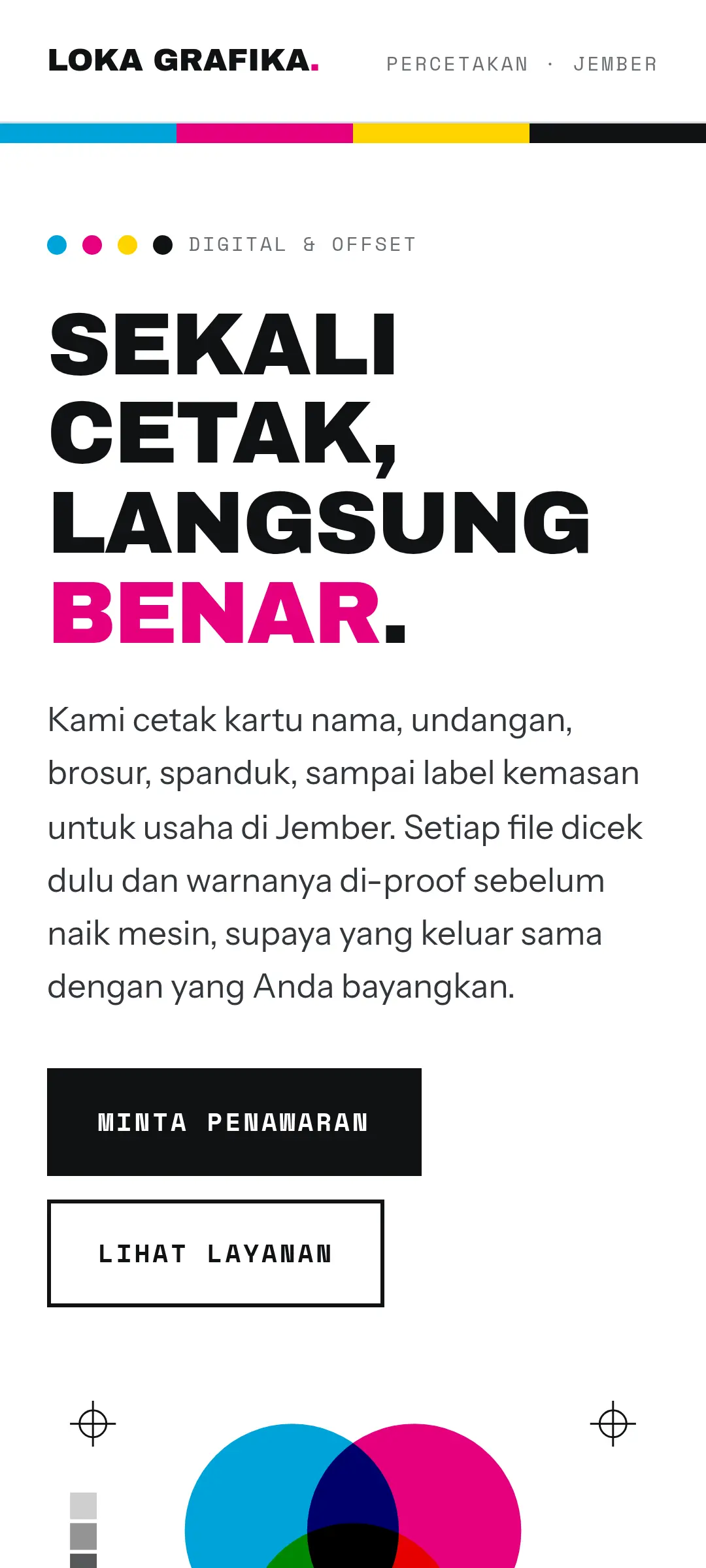 Tangkapan layar halaman demo Loka Grafika