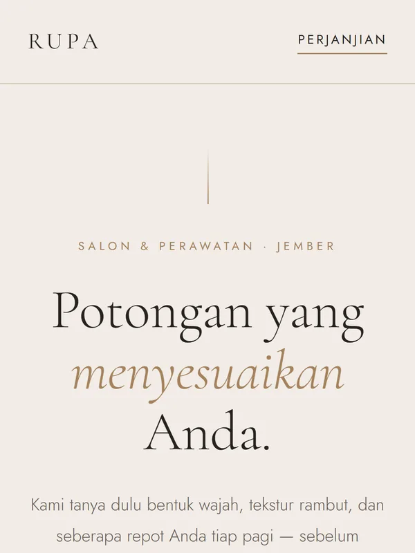 Tangkapan layar halaman demo Salon Rupa Studio