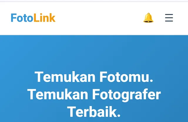 Tangkapan layar bagian hero website FotoLink, platform pencarian fotografer