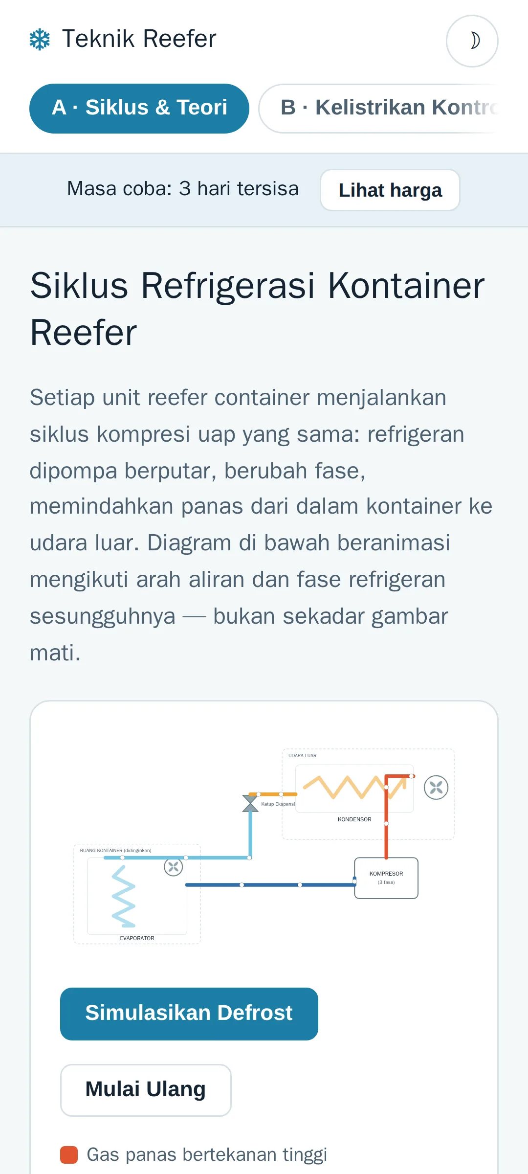Tangkapan layar halaman Teknik Reefer